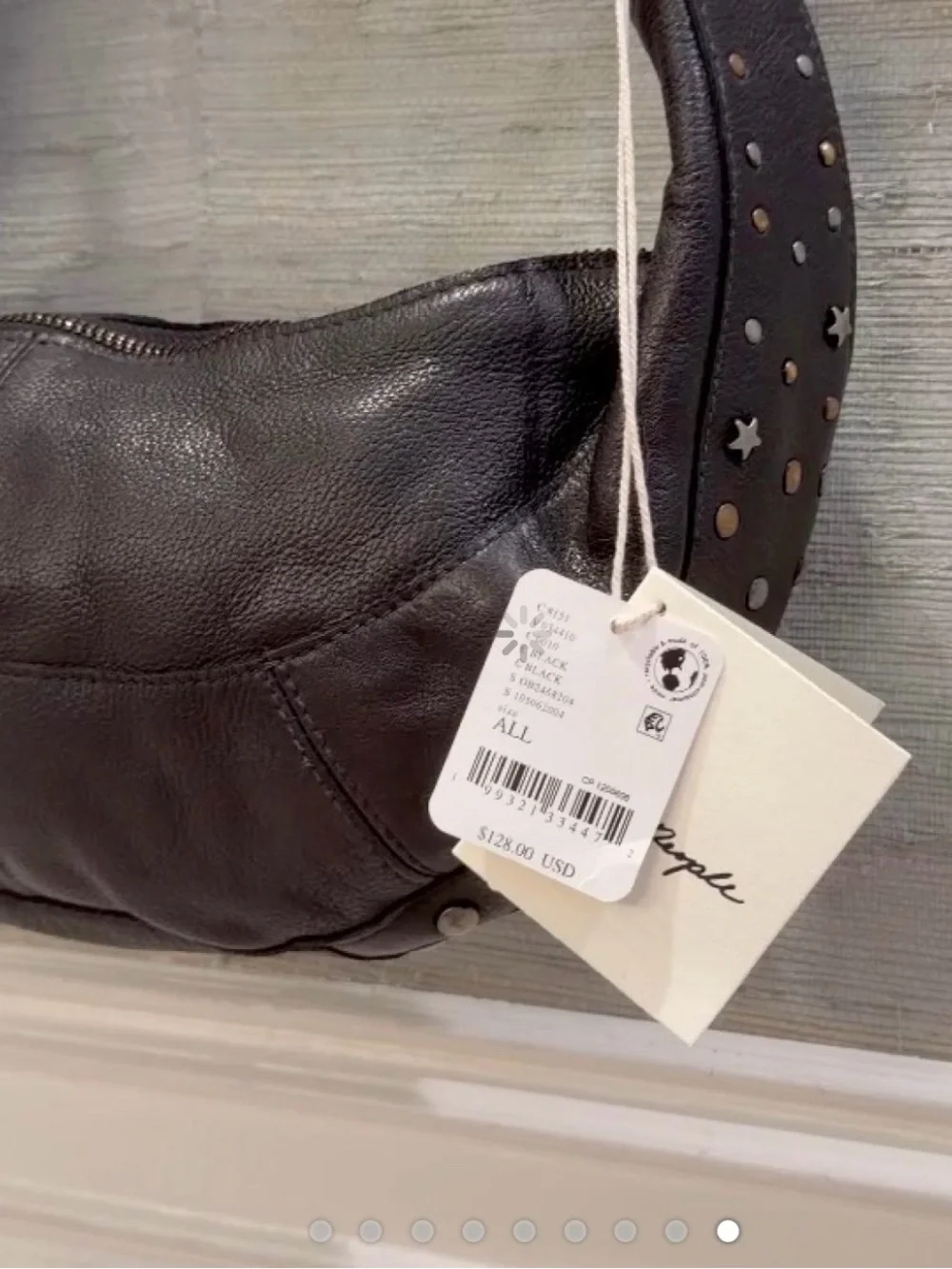 NWT new free people stellar leather shoulder bag black star studs silver gold